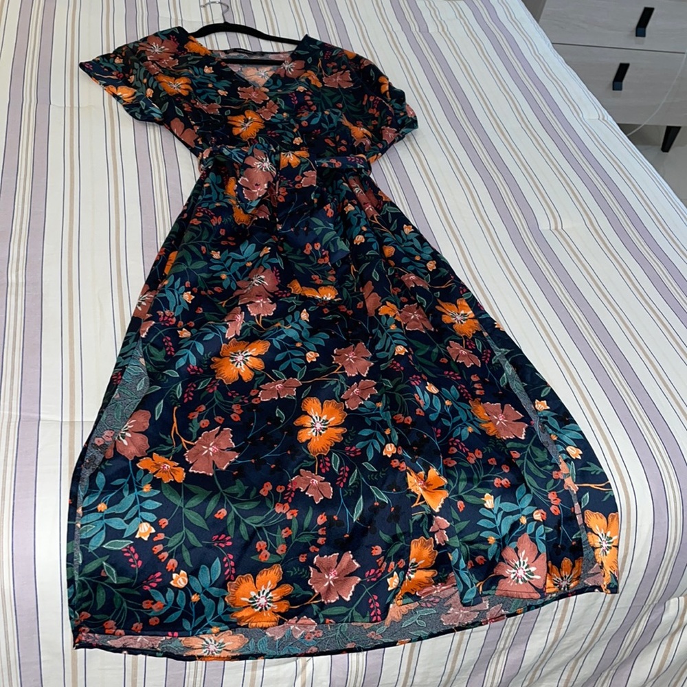 Zara Trafaluc Collection Floral Midi Dress Size S
